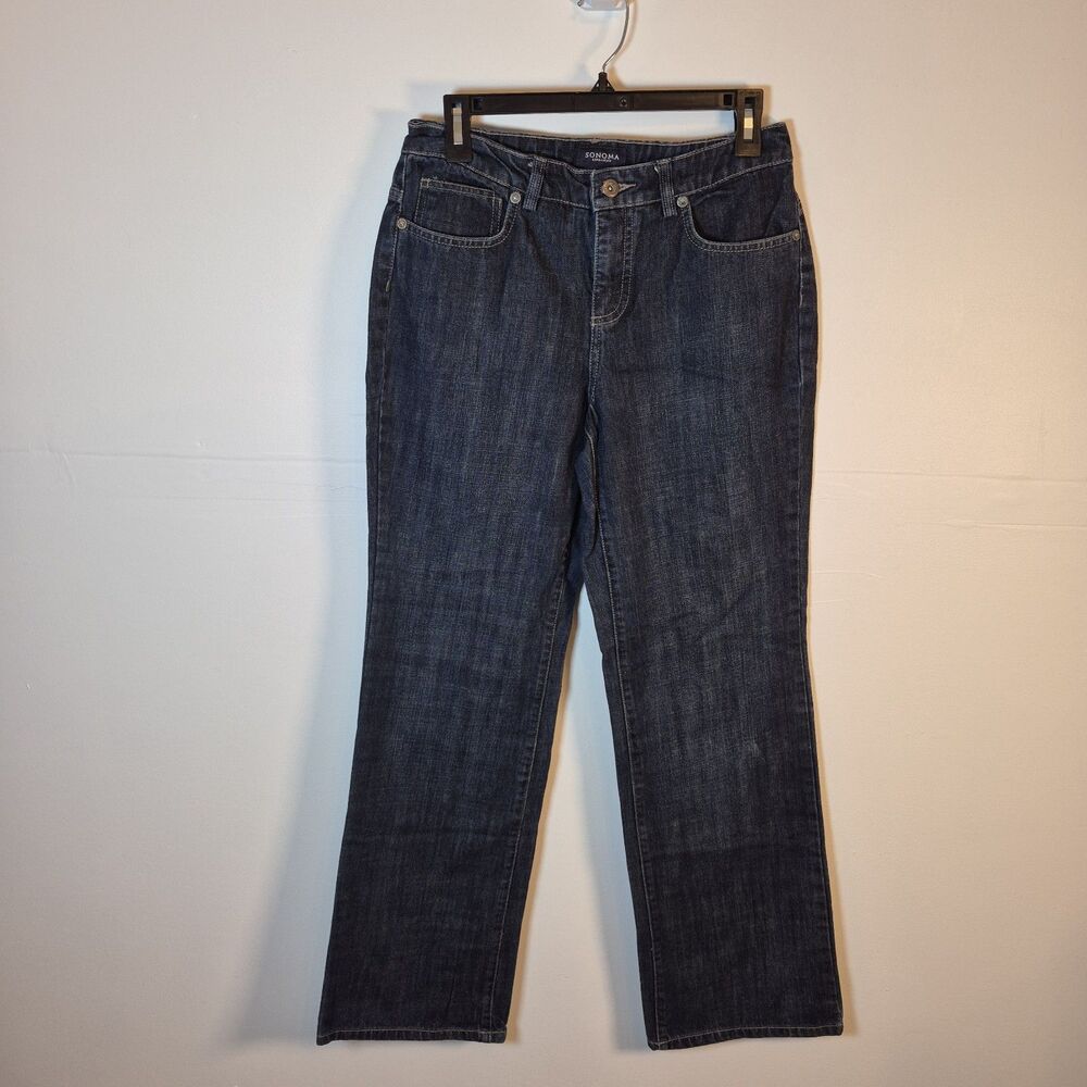 Sonoma Life + Style Women's Jeans Size 8 Blue Dark Wash 100% Cotton Straight